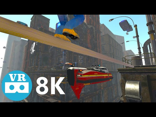 8K VR 360° | Steel beam crossing #5 | Run away from the police in a skyscraper | Unity