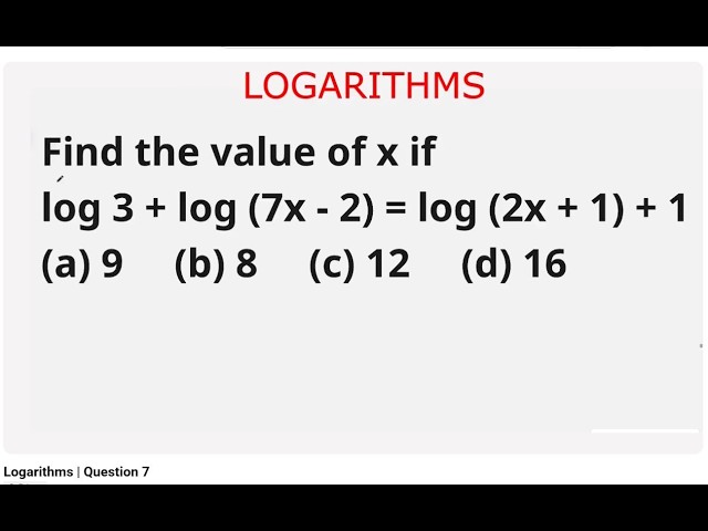 Logarithms | Question 7