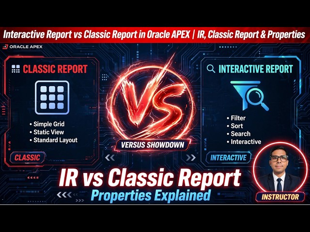 Interactive Report vs Classic Report in Oracle APEX |Properties  Classic Report  Interactive Report