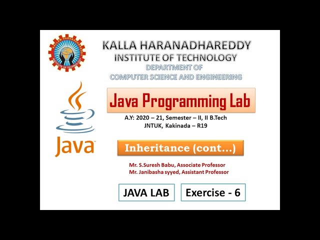 JAVA Lab Exercise 6 (Inheritance Continued)