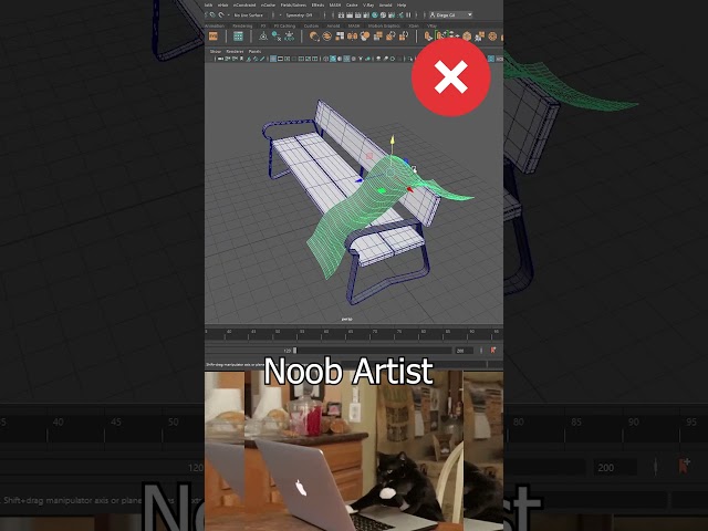 Noob Vs Pro Artist: 3D Maya Fast nCloth blanket  #mayatutorial #mayatips #3dtips #shorts  #maya