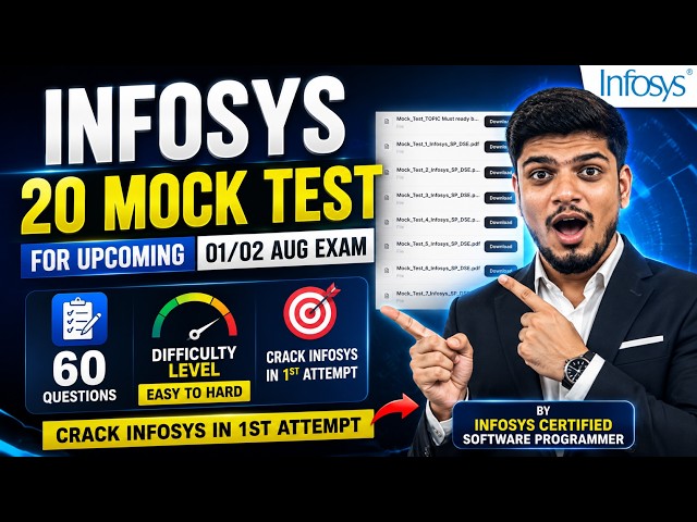 🔥Infosys Coding Questions | Infosys Mock Test For 01/02 Aug Exam | 20 Mock Test | Lets Crack Infosys