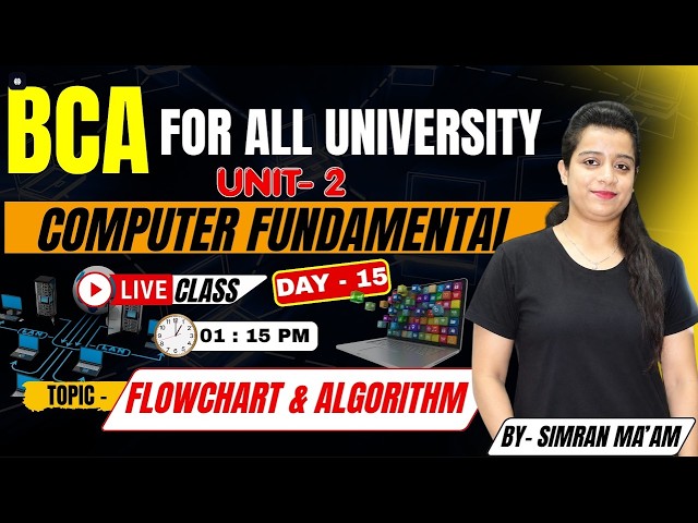 BCA Computer Fundamentals | Unit-2 | Flowchart & Algorithm Explained | Day-15 Live Class #bca
