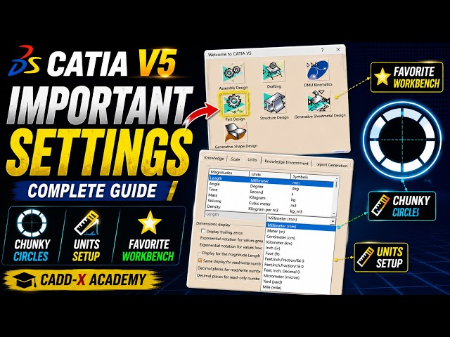 CATIA V5 Important Settings You Must Know | Units, Chunky Circles & Favorite Workbench