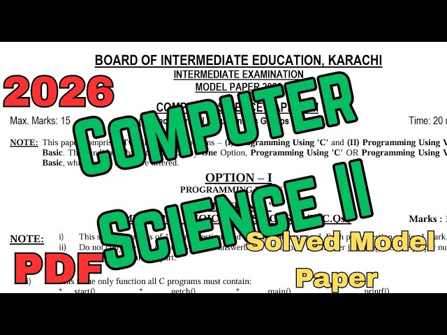 Class 12 Computer Science Model Paper 2026 Complete Solution |  New model paper 2026 Solved