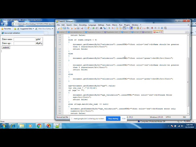 Javascript validation | javascript innerhtml