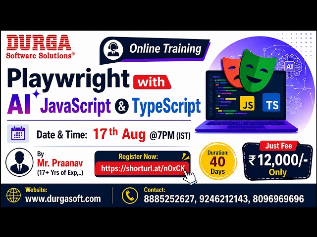 Playwright with AI JavaScript & TypeScript Online Training @ DURGASOFT