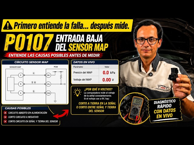 ⚠️ Primero entiende la falla... después mide | Diagnóstico P0107 Sensor MAP