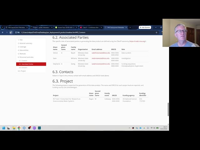 Adding Rmarkdown tables to describe the projects providing resources for generating a data product