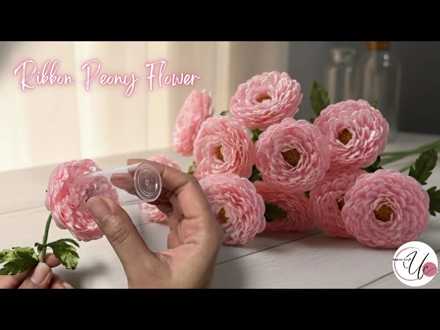 DIY Blooming peony flower from ribbon | Peony flower tutorial easily