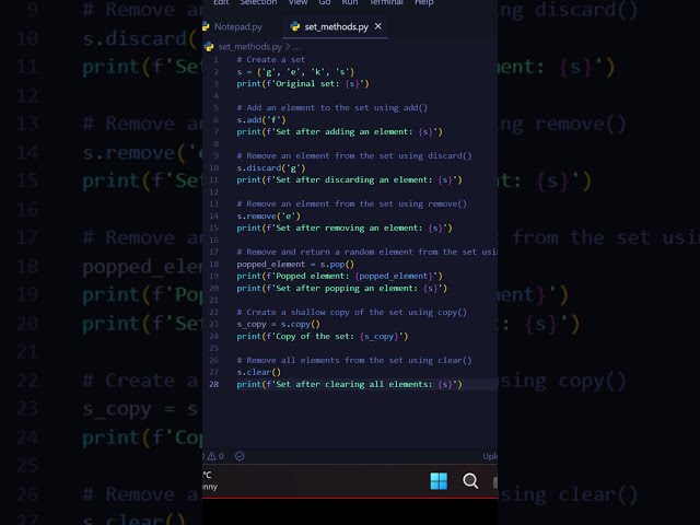 set methods in python