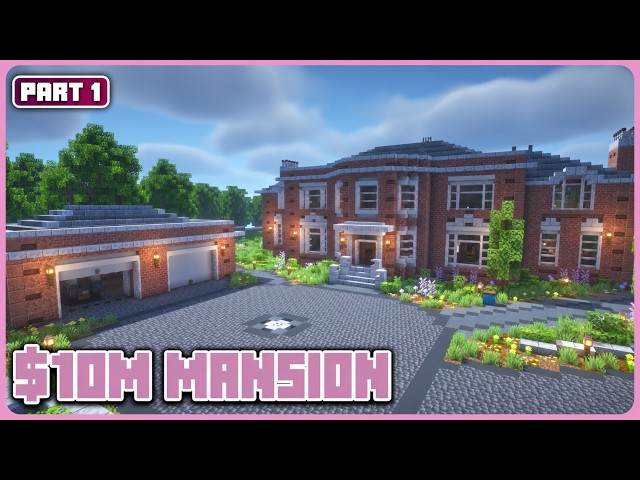 Minecraft Mansion Tutorial: How to Build a $10M LUXURY BRICK MANSION | Part 1