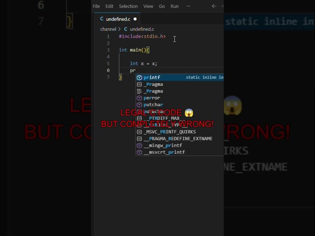 Why int x = x; Is Undefined in C 😱 | Hidden C Programming Trap#shorts#cprogramming #dynamicprogramme