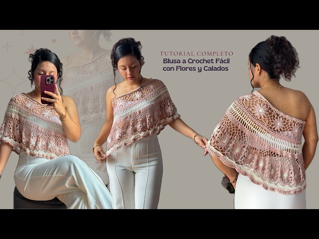 🌸 Blusa a Crochet Fácil con Flores y Calados | Paso a Paso🧶