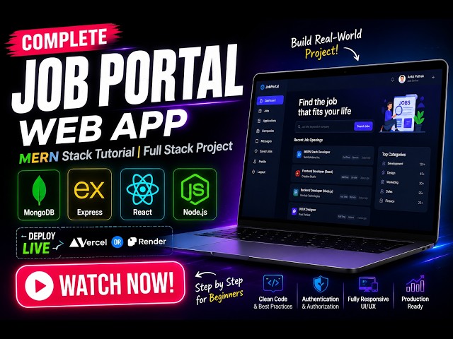 Build a FullStack Job Portal App with MERN Stack (MongoDB, Express, React Js, Node Js) | 1 Shot