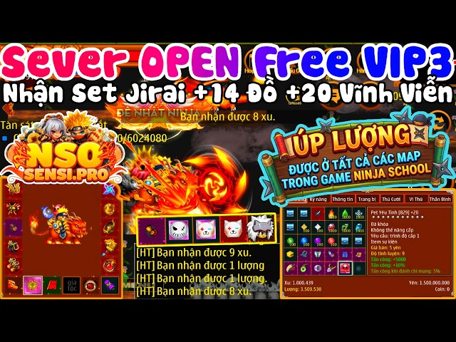 Ninja School Online Free Private Server: Earn Gold & EXP in All Maps, Get Free VIP3 & +20 Jirai Set
