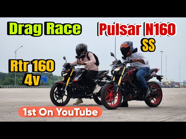 Bajaj Pulsar N160 vs TVS Apache RTR 160 4V Drag Race | Comparison | 1st On YouTube | N160 Drag