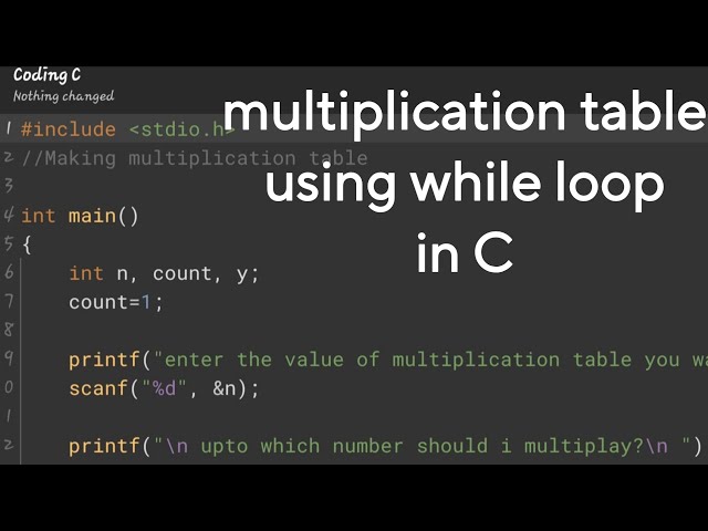 Making multiplication table || using while loop|| C programming 
