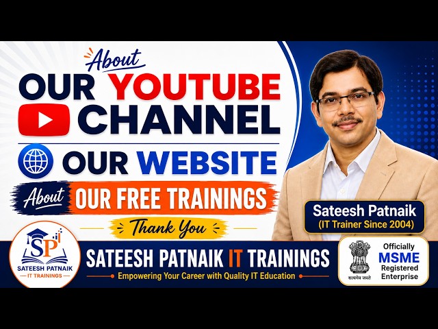 Welcome to Sateesh Patnaik IT Trainings | Free Python Training & 1-to-1 IT Courses By SateeshPatnaik