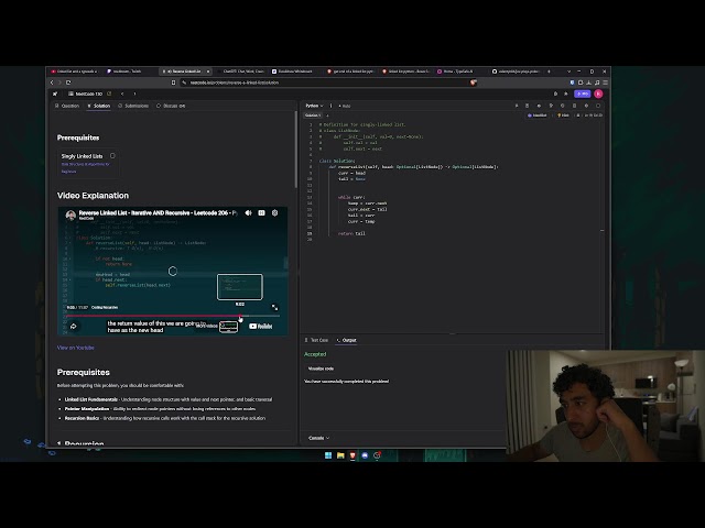 linked list and a typesafe ai named jev!? | leetcode a day