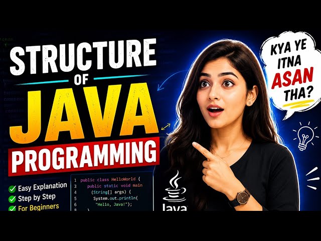 Structure of Java programming || public class main method explain || java structure in one video