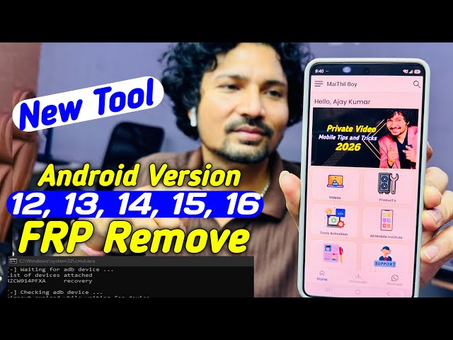 Android Version 12, 13, 14, 15, 16 FRP Remove New Tool ADB C:\Windows\system32\cmd.exe