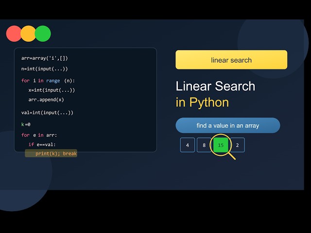 How to Search a Value in an Array Using Python (Linear Search Algorithm)  #python #100daysofcode