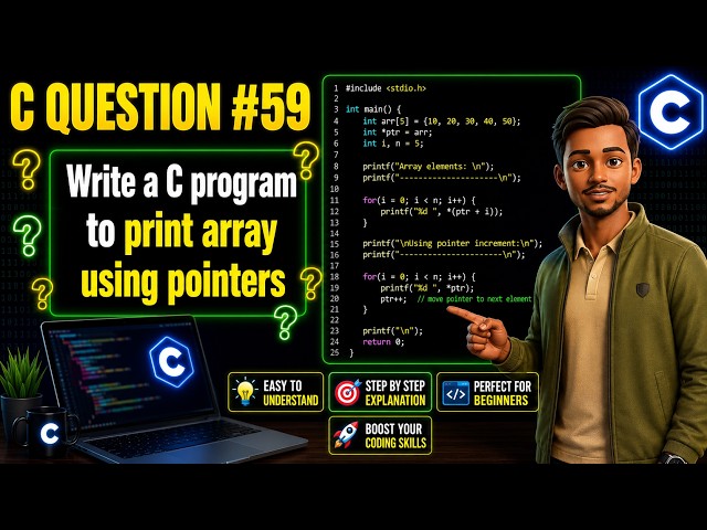 C Programming Question #59 | Print Array Using Pointers in C