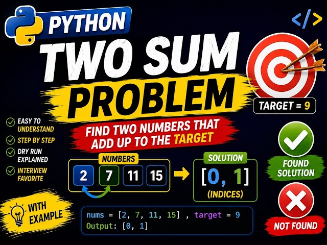 🔥 Two Sum Problem in Python | HashMap Approach | Python Coding Interview | DSA