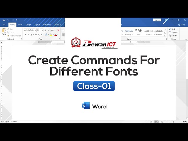 Create commands for different fonts in Microsoft Word Episode-1 Dewan ICT