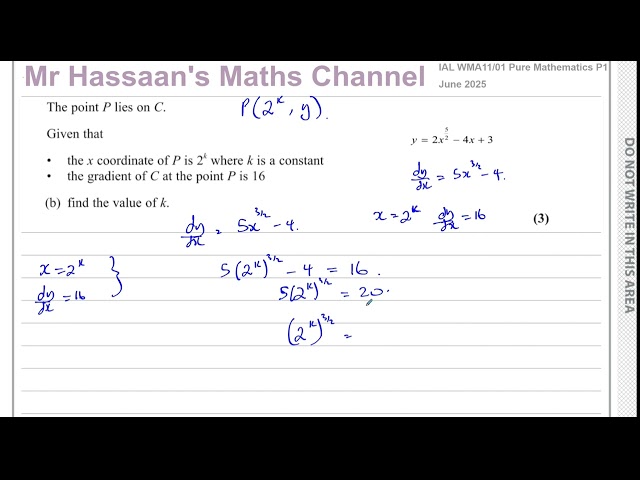WMA11/01, (Edexcel), IAL, P1, June 2025, Q2 Differentiation, Exponential Equations