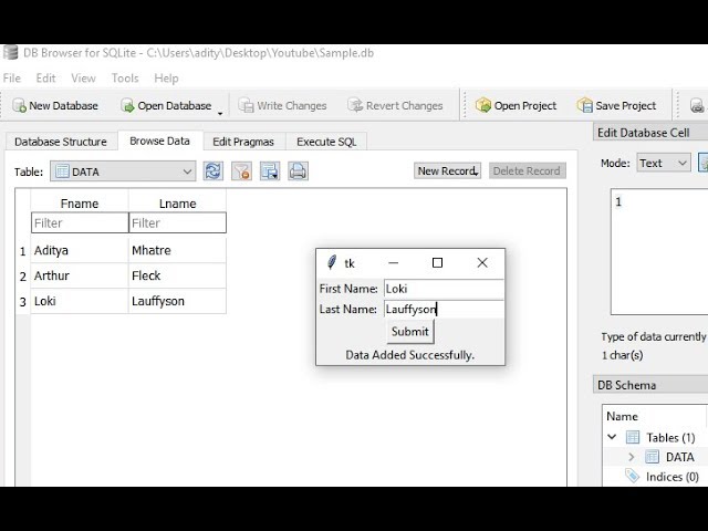 Python #5: Tkinter GUI and Inserting Data in Database (CRUD #1)