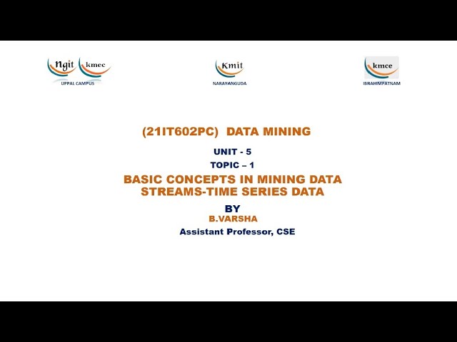 UNIT - 5_Basic Concepts in Mining Data Stream - Time Series Data