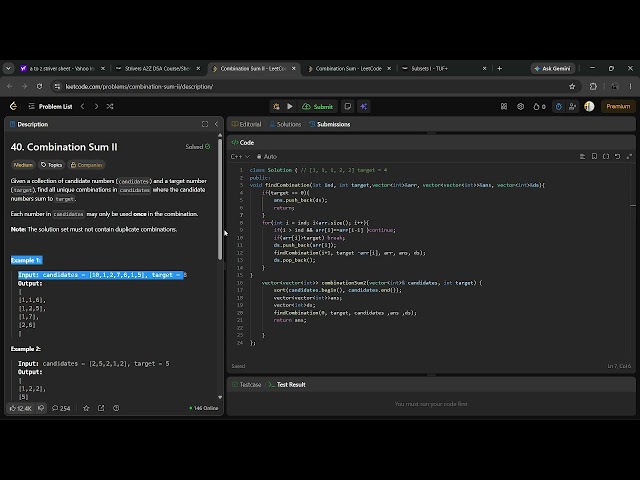 Combination Sum II | Recursion & Backtracking Explained | LeetCode 40 | C++ | DSA