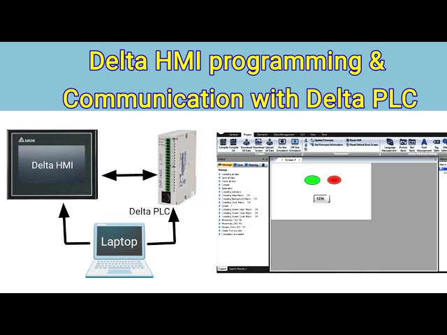 Delta HMI programming & Communication with  Delta PLC | DOP 103BQ HMI | DVP 14 ss plc