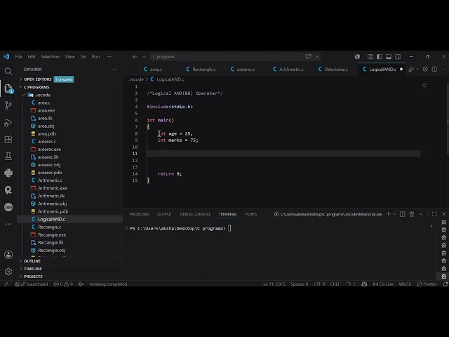 Logical AND Operator working with simple program| C programming for beginners.| #coding