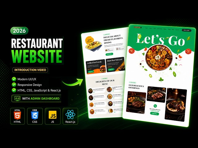 How To Make A Full Stack Restaurant Website Using HTML CSS & React JS | Custom Dashboard