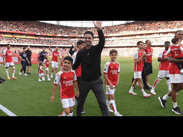 Arsenal Lap of appreciation + Mikel Arteta and Martin ødegaard speeches in 4K  guard of honour 2025