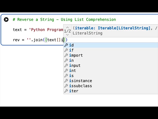 Python Priogram to Reverse a String -  Using List Comprehension