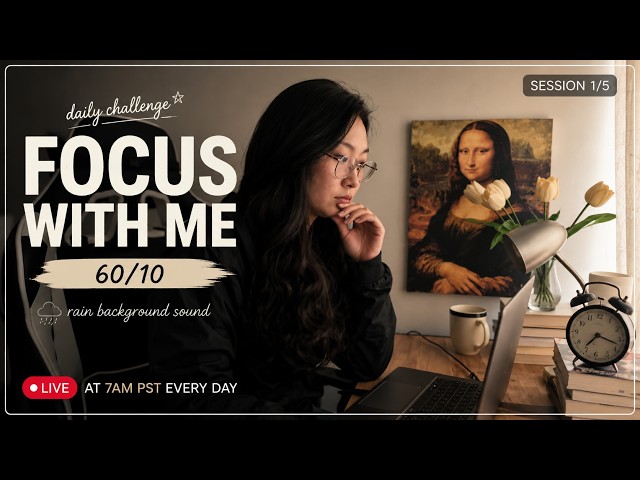 🚀  Deep Work / Study With Me LIVE - Let's Get things DONE (60/10 Pomodoro) - Day 17