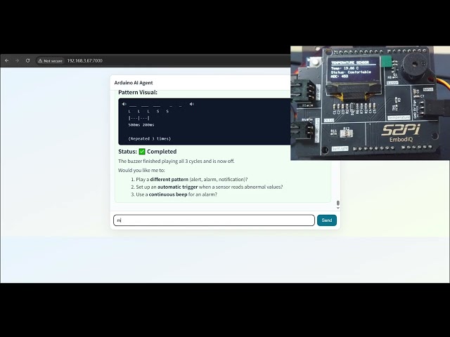 EmbodiQ Vibe Coding Demo: Arduino UNO Q + LLM API → Buzzer Control
