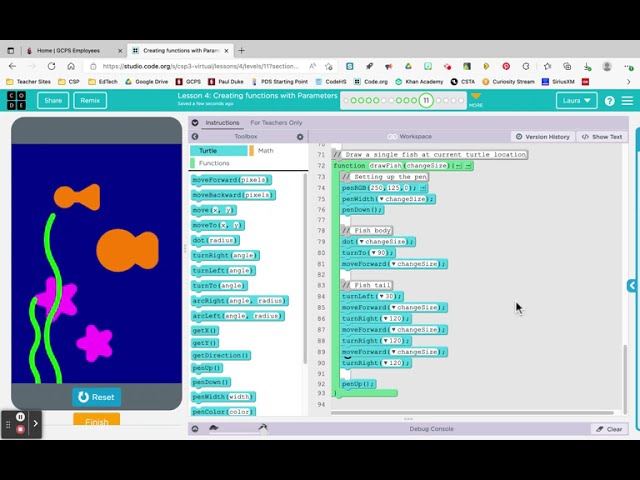Code.org Turtle Programming 4.11 Tutorial