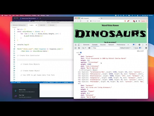 Dinosaur Infographic — Live Debugging and OOP Walkthrough | Masterschool