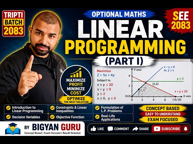 📘 Linear Programming (Part I) | Tripti Batch 2083 | SEE Optional Mathematics | By Bigyan Guru