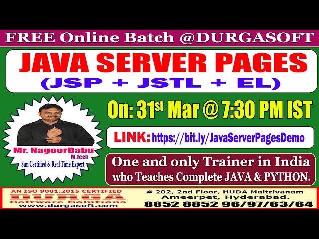 JAVA SERVER PAGES (FREE Batch) Online Training @ DURGASOFT