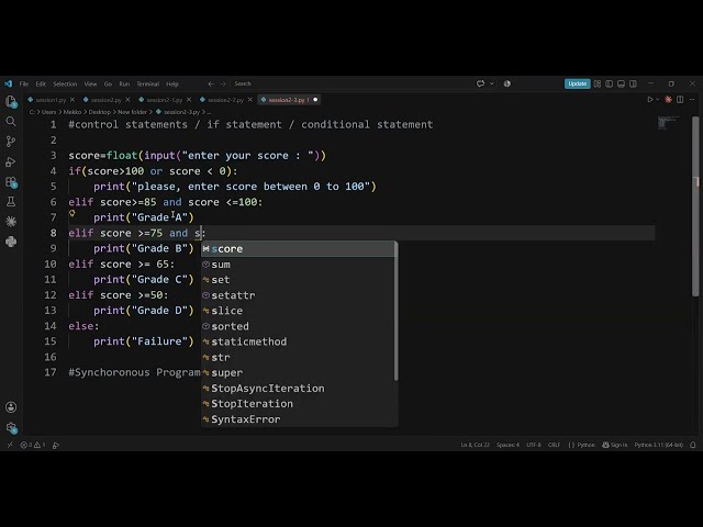 Control Statements if/elif/else