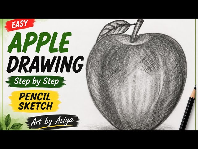 Easy Apple Drawing | Pencil Sketch Step by Step 🍎#drawing #Long @asiya artistry 