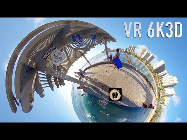Watching Body Boarders at Waikiki Walls - VR 6K 3D