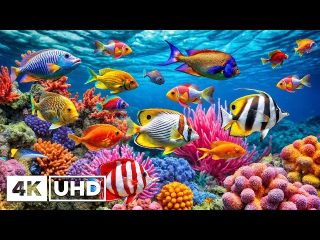 Marvel at the Ocean Aquarium 4K ULTRA HD 🐠 Vibrant Coral Reef Fish & Deep Sleep Ambience