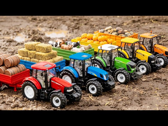 Fill the Trailer! 🚜 5 Colorful Farm Tractors | Learning Colors & Farm Life